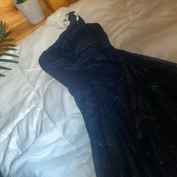 Source Unknown Midnight Blue One Shoulder Dress Prom Homecoming Vintage Y2k - Picture 4 of 5